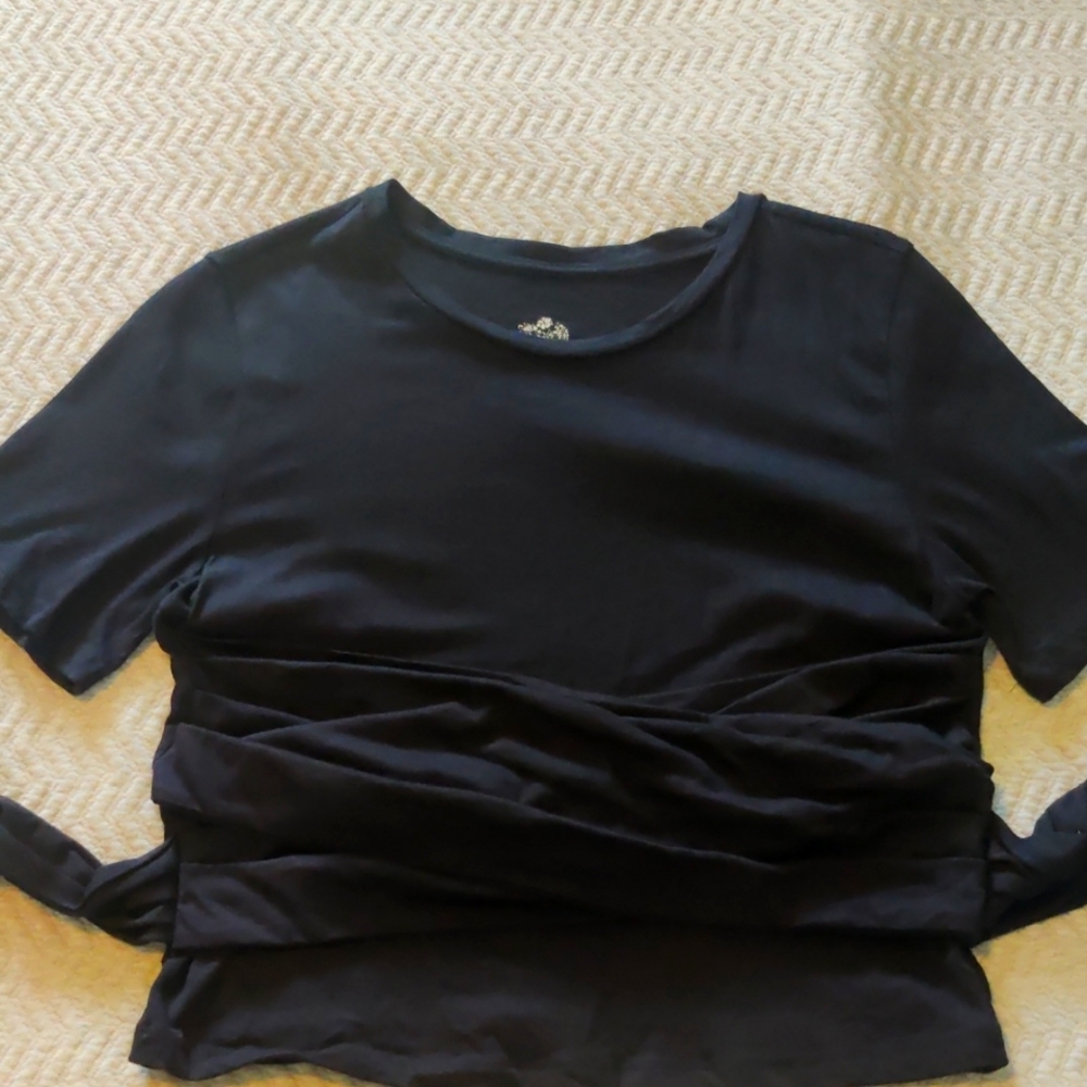 Pilcro Tie Waist Black Crop Top Size S